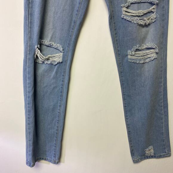 SHEIN Mom Jeans Women's High Waisted Distress Light Wash Size Small - Picture 5 of 11